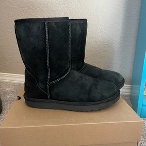 Black Uggs, fairly worn, good condition.